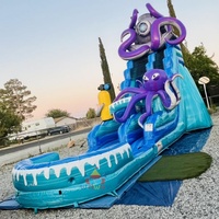 Toboggan gonflable commercial sur le thème de la pieuvre, PVC durable, avec piscine anti-éclaboussures, idéal pour les fêtes d'été en plein air pour enfants et adultes