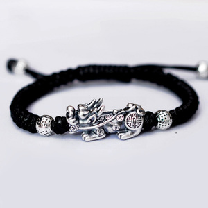 Bracelet en argent sterling 999 avec breloque « Brave Troops », corde tressée à la main, nœud chinois, bijoux pour cadeau ou fête - Product Image 1