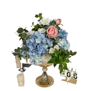 Mini Large Blue <b>Artificial</b> Silk <b>Hydrangea</b> Flower Ball Wedding Valentine's Day Table Centerpiece Decor Natural Floral - Product Image 1