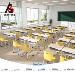Meubles de classe en gros : Bureau d'apprentissage réglable en hauteur, table et chaise d'étudiant avec tiroir en PP, chaises ergonomiques en plastique - Product Image 1