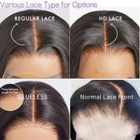 Rambut Manusia Asli Remy Keriting 13x4 Tanpa Lem untuk Wig Lace Front HD Kamboja Tanpa Proses, Kepadatan 210%