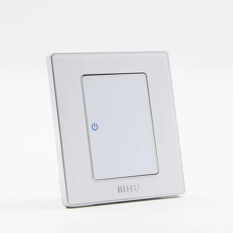 BIHU acrylic plate 1 Gang Wall Switch 2 Way Electrical Power Push Button Wall Switch with indicator