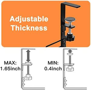 2 confezioni 15.7 "senza trapano da tavolo vassoio portaoggetti in metallo robusto cestello cordicella organizzatore Clamp Rack - Product Image 4