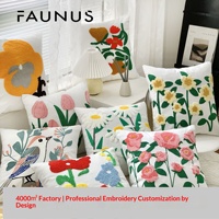 Bantal Bunga Persegi Kustom Bordir Sarung Bantal Penutup Sofa Bantal Sandaran Tempat Tidur Handuk Kanvas Ruang Tamu Rumah