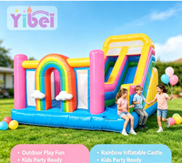 Château gonflable arc-en-ciel coloré 5x5m, équipement de jeu extérieur pour jardin, location pour fête d'anniversaire, château gonflable pour enfants