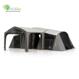 Yumuq 10 Person Large Inflatable Tunnel Camping Tent For Family, Luxury Cotton Waterproof Air Camping Tube Tent With 2 Bed Rooms