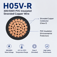 Werkslieferung H05V-R 300/500V PVC-Isoliertes Mehradriges Kupfer-Elektrokabel