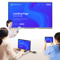 Etkileşimli Ekran Akıllı Beyaz Tahta 85/75/65 inç hepsi bir arada dokunmatik ekranlı interaktif düz panel Eğitim Ekranı için Çift Sistem
