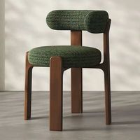Chaise de salle à manger moderne minimaliste italienne, pieds en bois massif, dossier en tissu, coussin d'assise moelleux, idéale pour salon, hôtel, nature