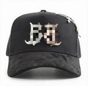 Casquette de baseball vintage 5 panneaux en toile polyester/coton avec broderie, strass et lettres, ajustable à boucle unique - Product Image 5