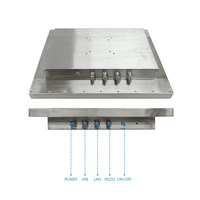 Panel PC Industrial de 19 Pulgadas con Pantalla Táctil Capacitiva IP65, Superficie Plana con Esquinas Redondeadas, Sin Ventilador, de Acero Inoxidable con M12