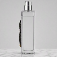 Botol Parfum Kaca Persegi Panjang Custom Embossed 3D UV Printing Bentuk Kustom Logo OEM 100ml