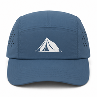 Casquette de baseball et de randonnée en nylon à 5 panneaux, découpe laser, aération, transfert thermique, faible MOQ, fourniture ODM, commande en gros pour les acheteurs de matériel de camping, logo personnalisé