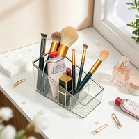 Organisateur de comptoir en acrylique transparent pour cosmétiques, support de rangement multi-compartiments pour pinceaux, rouges à lèvres et parfums