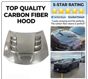 Cofano Motore Anteriore in Fibra <span class=keywords><strong>di</strong></span> Carbonio Stile Viper per Dodge Charger SRT 2015-2024, Cofano Sportivo Ventilato S9 - Product Image 4