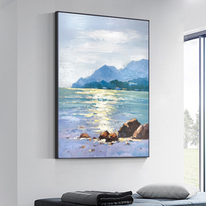 The Lake Painting <strong>Canvas</strong> Art Hand Painting Furniture Impression <strong>Sunset</strong> Landscape Abstract Seascape Hand Painted Painting - Product Image 3