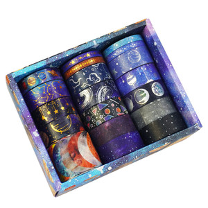 19 Rolls Washi Tape Set Gold Foil Galaxy Washi Tape for Journaling Supplies 4 Size Washi Tapes for Scrapbooking