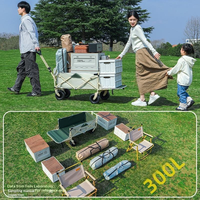 Chariot pliable pour le camping en plein air, chariot en métal pliable à quatre roues avec poignée rétractable, à tirer pour les pique-niques et les campings