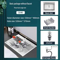 Évier de cuisine en acier inoxydable maison de ferme au-dessus du comptoir sous-sol lavabo simple avec robinet vidange accessoires de cuisine