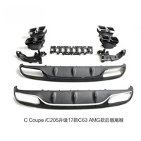 Diffuseur arrière Tail Throat C63 avec sorties d'échappement pour Mercedes Benz Classe C W205 Coupé Pré 2015-2018 Sport AMG-Line