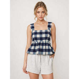 Blusa de Tirantes con Estampado y Dobladillo Acampanado para Mujer, 100% Algodón, Ligera, Transpirable, Ecológica, Fabricante OEM al por Mayor - Product Image 1