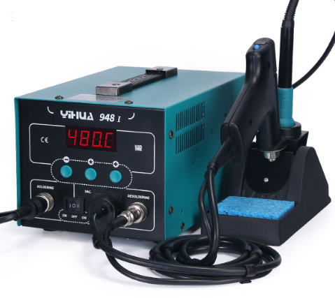 Yihua 948-i 2 In 1 Desoldering Hot Air Gun Rework Soldering Iron Suction Tin Gun Pick Up Pen Desoldering Soldering Station