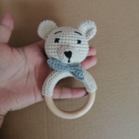 Ours en crochet naturel pour bébé, 100% fait main, jouet amigurumi doux en tricot avec rembourrage en coton PP, doudou