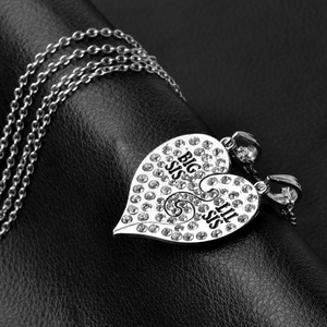 ZRM <strong>2</strong> Pcs/Set Classic Crystal Heart-Shaped Big Little <strong>Sister</strong> <strong>Necklace</strong> <strong>for</strong> <strong>Sisters</strong> Best Friends Forever Gold Silver Charm Jewelry - Product Image 6