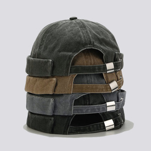 Bán Buôn Cổ Điển Hip Pop Trống Dưa <span class=keywords><strong>Cap</strong></span> Tùy Chỉnh Thêu In Logo Trống Có Thể Điều Chỉnh Không Có Vành Hat Mềm Top Không Có Vành Hat - Product Image 3