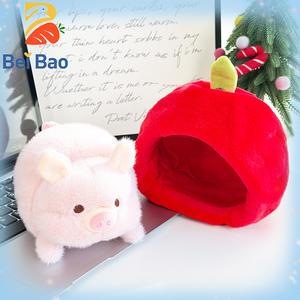 Kreatives Lustiges 2-in-1 Abnehmbares Apfel- und Schwein-Kombinationskissen Wendbares Plüsch-Tierkissen mit PP-Füllung Besticktes Kinderspielzeug - Product Image 1