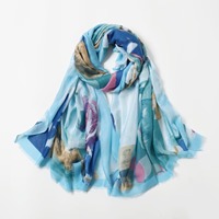 Vente en gros Foulard Hijab Tie-Dye Long imprimé, doux au toucher, pour femmes, tendance Automne Hiver