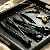 Kit d'outils professionnels pour bonsaï Smiletools/OEM avec cisailles de taille manuelles, modèle ST-FS001, pour l'entretien des plantes d'intérieur/extérieur - Noir
