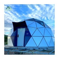 Dôme en verre de haute qualité avec panneaux en aluminium spatial et salle de bain – Cabane de camping de luxe – Dôme géodésique