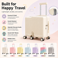 Valise à roulettes pour enfants, 6 roues pivotantes, pliable, avec support pour téléphone, coque rigide en PC, valise de voyage