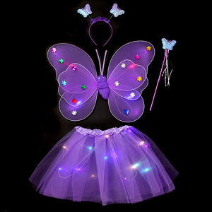 Ailes de papillon scintillantes pour filles, décoration de dos, jouets LED clignotants, baguette magique adorable, fée des fleurs pour fête d'anniversaire d'enfants - Product Image 6
