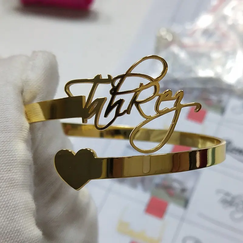Custom Name Bracelet Korean 18k Gold Bangles Personalize Letter Spiral Bangle Adjustable Cuff Bracelets Fashion Jewelry