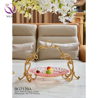 Poignée en métal en laiton de luxe plateau en cristal monocouche support à gâteau en cristal plateau de fruits pour la décoration intérieure antique