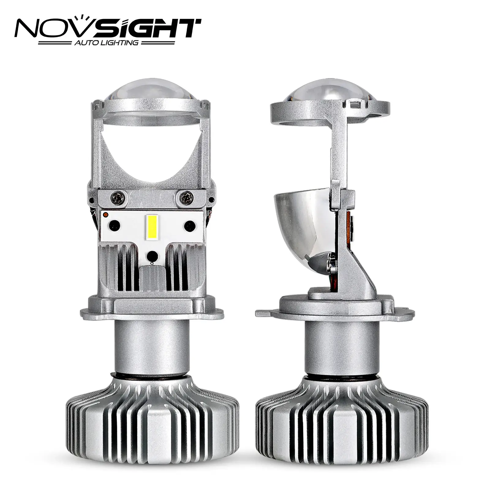 Novsight Lampu Depan Led Nighteye, H4 H7 90W Lensa/Desain Proyektor Ganti HID Sistem Pencahayaan Otomatis Kit Led H7 D2s