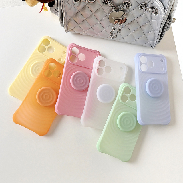 Water Ripple Pattern Liquid Silicone 360 Protection Anti-Fingerprint for 15/16/17 Pro Max Foldable for Grip Kickstand TPU