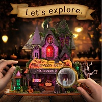 Kit de décoration de niche à livres Hamaileon Gothic Halloween Night, scène hantée effrayante, maison miniature, fenêtres lumineuses LED, ornement, cadeau pour adultes