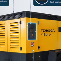 Kompresor Udara Diesel Portabel 18 Bar 600 CFM Kompresor Sekrup untuk Sandblasting, Tambang, Konstruksi Jalan, Pertambangan