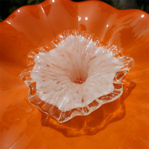 Platos de vidrio soplado naranja con <span class=keywords><strong>estambre</strong></span> blanco para decoración de paredes - Product Image 2
