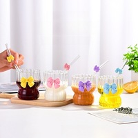 Mug en verre avec nœud mignon, style japonais, grande capacité, design esthétique, verre à boire avec ruban pour adultes, cadeau