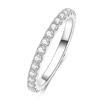 Bagues d'éternité en moissanite VVS1 couleur D taille brillant certifiées GRA 2 mm serties clos, pour femme, style promesse, empilables, tendance, en or 14K