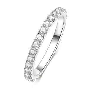 VVS1 D Color GRA Certified 2mm Moissanite Eternity <b>Rings</b> Girls Finger Promise <b>Stack</b> Copper 14K Gold Filled Jewelry - Product Image 1