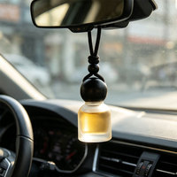 Bouteille diffuseur de parfum en verre dépoli transparent de 10 ml avec couvercle en bois vide et clip de ventilation pour voiture