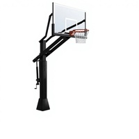 Panier de basket professionnel encastré de haute qualité avec panneau en verre trempé réglable en hauteur pour entraînement sportif en extérieur
