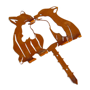 Corten Steel Fox Animal Silhouette Garden Stake Outdoor Decor Weather Resistant Natural Finish Powder Coated CE Certified - Product Image 1