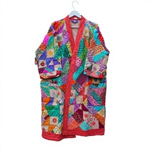 Vestes en coton 100% respirantes, imprimées multicolores, à séchage rapide, avec découpe artisanale, écologiques, col en V, pour filles, automne/hiver - Product Image 1