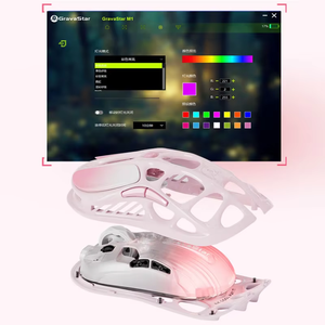 GravaStar <b>Wireless</b> <b>Mouse</b> Wired the Third Mock Examination Game <b>Mouse</b> Lightweight Hollow Long Endurance RGB Rose Powder - Product Image 6
